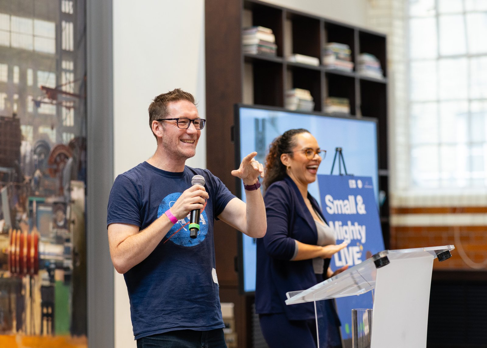 Garry presenting on stage